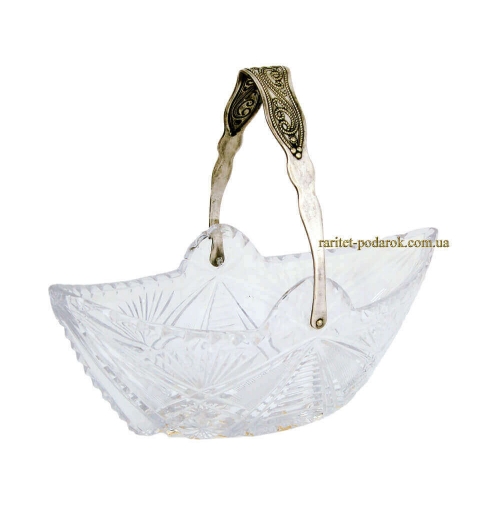 Хрустальная вазочка с мельхиоровой ручкой